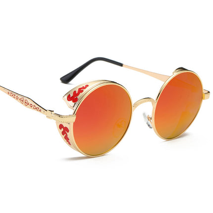 Steampunk Polarized Sunglasses UV400 Retro Round Driving Glasses for Men Women