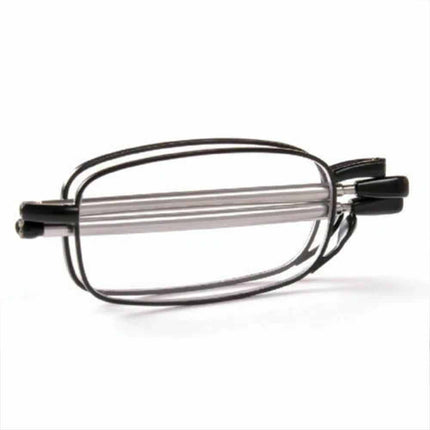 Compact Folding Reading Glasses Black Frame +1.5/+2.0 Men with Case