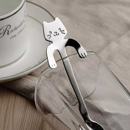 Cute Cat Spoon Stainless Steel Teaspoon for Tea, Ice Cream, Dessert - Cartoon Tableware