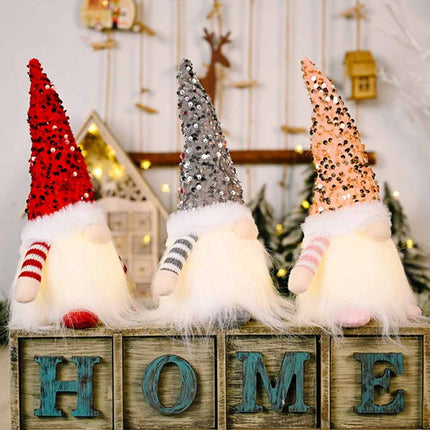 3Pack Christmas Gnome Santa Light with Bling Hat Party Table Decor
