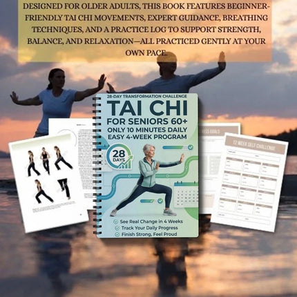 Tai Chi Practice Book for Seniors & Beginners Spiral-Bound Daily Exercises