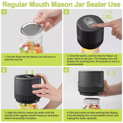 Electric Automatic Mason Jar Vacuum Sealer Kit with Lids