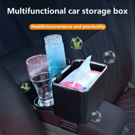 Universal Car Armrest Storage Organizer - with Dual Cup Holders and Tissue Box Holder