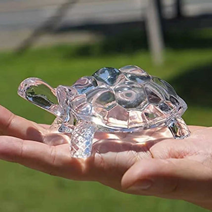 Crystal Glass Turtle Figurine Miniature Tortoise Statue Chinese Feng Shui Lucky