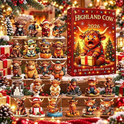 Highland Cow Christmas Advent Calendar 2026 24-Day Acrylic 2D Figure Gift