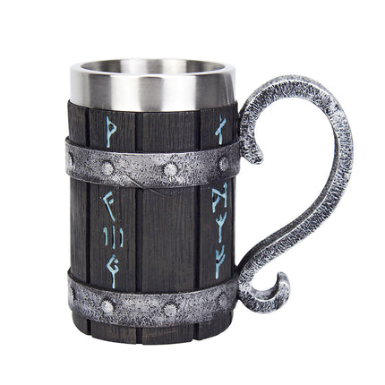 Viking Stainless Steel Tankard Odin Thor Mjolnir Beer Stein & Coffee Cup