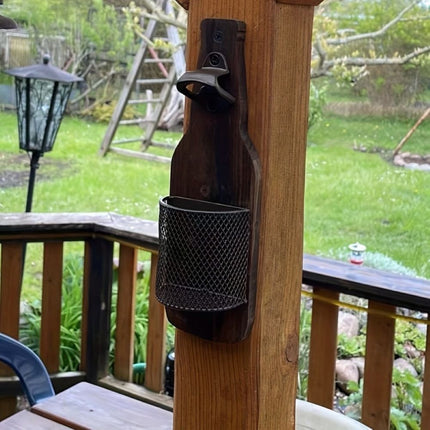 Wall-Mounted Bottle Opener with Cap Catcher for Kitchen & Bar Use