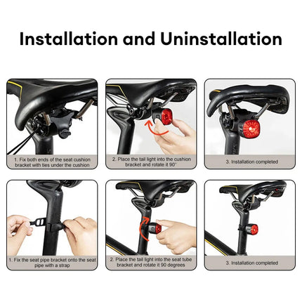 USB Rechargeable Bike Tail Light with Brake Sensor, Super-Bright LED Rear Light for Mountain & Road Cycling