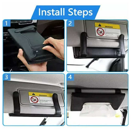 Car Sun Visor Tissue Holder Leather Napkin Box Dispenser Organizer