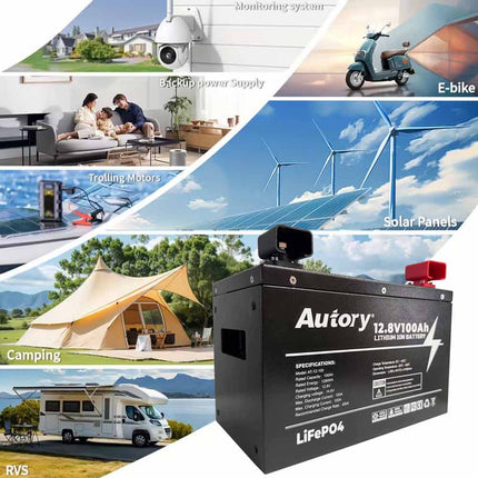12.8V 100Ah LiFePO4 Battery with Metal Case & Mounting Bracket for RV, Marine & Off-Grid Applications