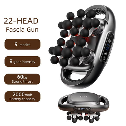 22-Head High-Frequency Fascia Massage Gun for Muscle Relief - AU