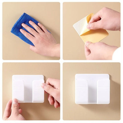 4Pcs Wall Mounted Remote Control Storage Rack & Phone Holder Home Decor