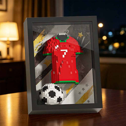 Football Shirt Brick 3D Display with Art Frame Wall Desk Gift for Fans