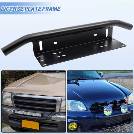 Universal LED License Plate Light Kit-Durable Bracket for Bull Bar & Bumper Mounting, Enhances Front Plate Frame Visibility