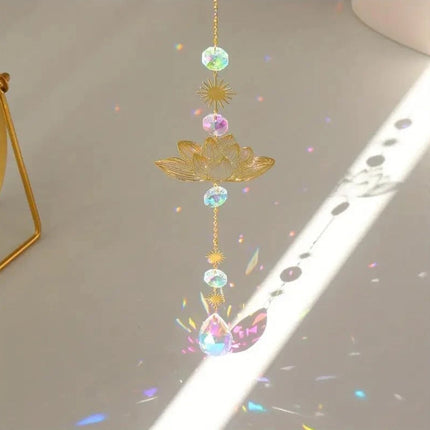 6PCS Lotus Crystal Suncatcher Prism Window Hanging for Witchy Decor