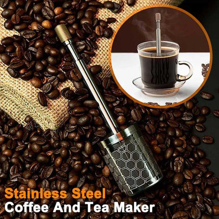 Portable Travel Coffee Maker with Reusable Filter - French Press Style