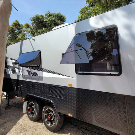 Large RV Window Locking Handle with Strut - 500x1200mm Oversized Push-Out Caravan Window
