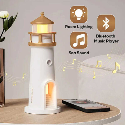 3-in-1 Lighthouse Projector Night Light Bluetooth White Noise Ocean Speaker