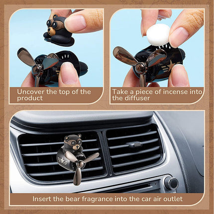 Bear Car Air Freshener Vent Clip - Cute Car Accessories Aroma Diffuser for Air Vent