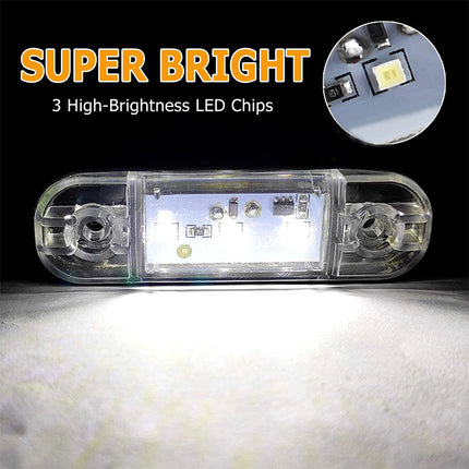 4X White 3-LED Clearance Marker Lights for Truck, Trailer, and Caravan, 12V/24V Compatible