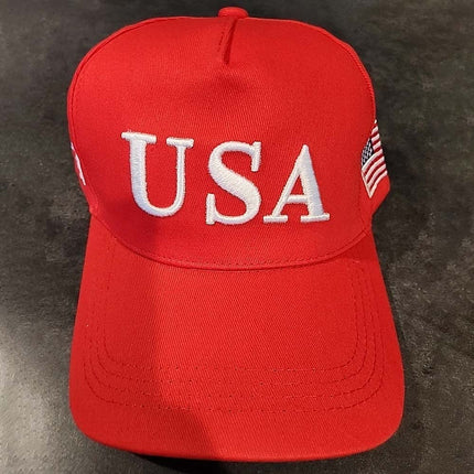 Trump USA 45-47 Embroidered Adjustable Cap Red White Patriotic Baseball Hat