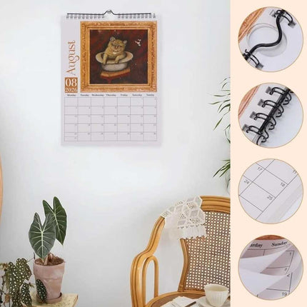 Weird Medieval Cats 2026 Monthly Wall Calendar Planner Art Gag Gift