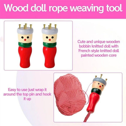 Wooden Spool Knitting Doll Set – French Knitting Tool Kit for Beginners