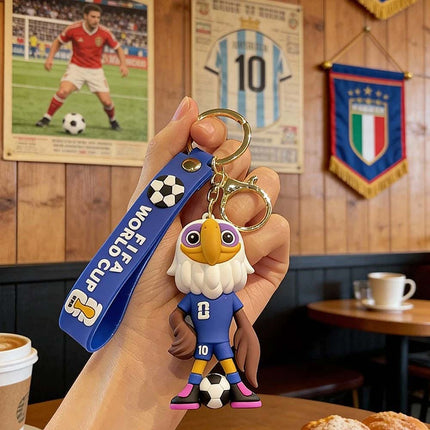 4 Pcs 2026 World Cup Mascot Pendant Football Keychain Set