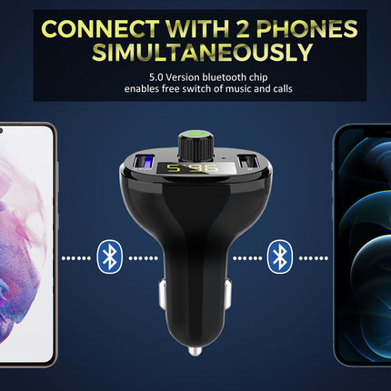 Bluetooth 5.0 FM Transmitter for Car | Wireless Radio Adapter & Dual USB Charger
