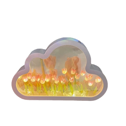 Handmade Cloud Tulip LED Lamp - Flower Night Light for Home Mirror Decor