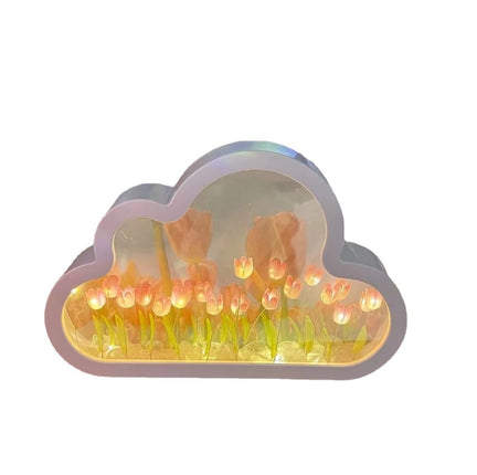 Handmade Cloud Tulip LED Lamp - Flower Night Light for Home Mirror Decor