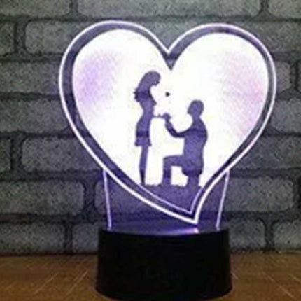 3D Acrylic LED Touch Night Light - 7 Colour Proposal Wedding Gift Lamp