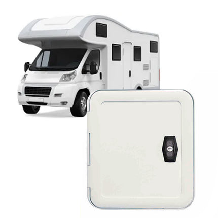 RV Storage Hatch Door - UV Stabilized ABS Plastic, Multiple Styles (Square, Rectangle, Rounded) for Motorhome & Trailer