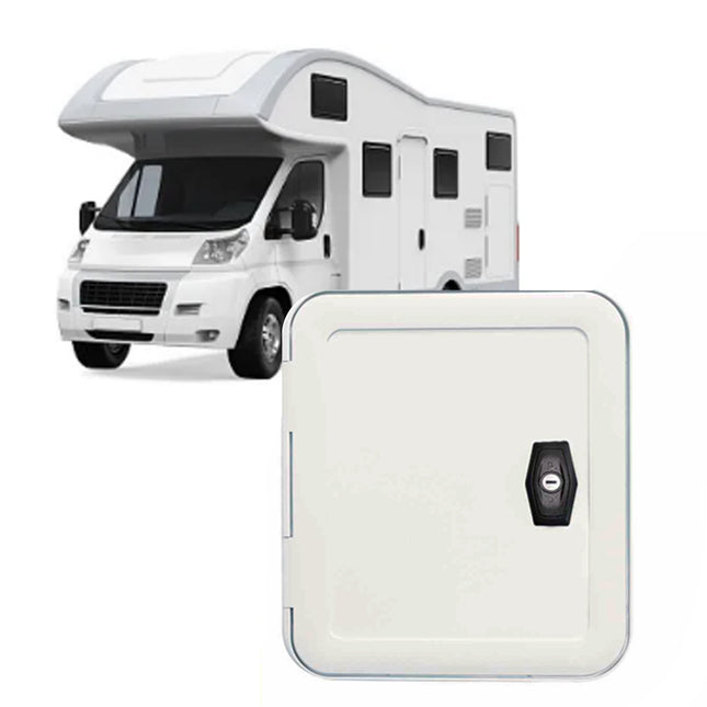 RV Storage Hatch Door - UV Stabilized ABS Plastic, Multiple Styles (Square, Rectangle, Rounded) for Motorhome & Trailer