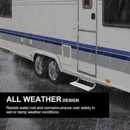 Retractable Aluminum RV Step with Integrated LED Light - Pull-Out Folding Design for Caravans, Campers & Trailers
