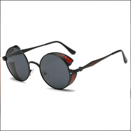 Steampunk Polarized Sunglasses UV400 Retro Round Driving Glasses for Men Women