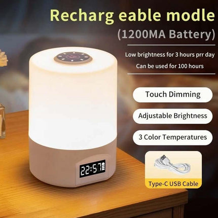 Touch Control Remote LED Night Light with Digital Time Display for Bedside
