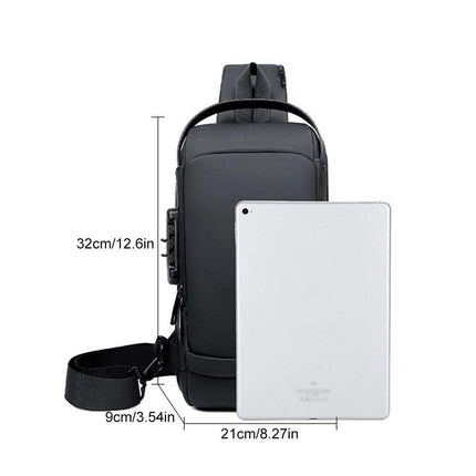 Anti-Theft Men's Sling Chest Bag w/ USB & Lock