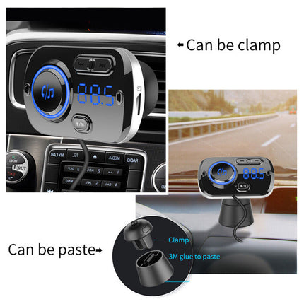 3-in-1 Bluetooth FM Transmitter for Car: Wireless Hands-Free Calling, Fast QC3.0 USB Charger, MP3 Player & FM Radio Tuner