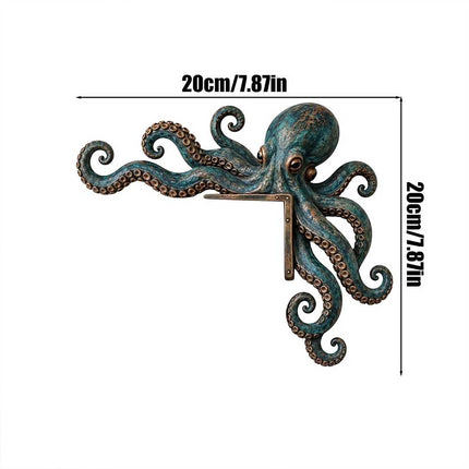 1Pair Cute Octopus Wooden Door Frame Statue Home Decor Sea Monster