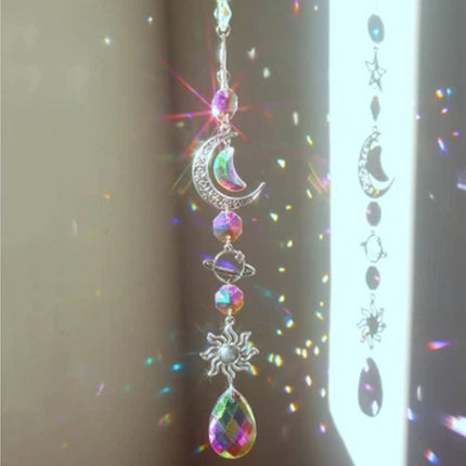Moon & Star Crystal Wall Hanging Wind Chime for Modern Home Decor