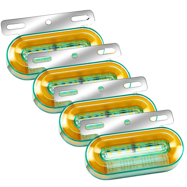 4X 24V Dynamic Yellow LED Side Marker Lights for Trucks, Trailers, Lorries, Vans, and Buses