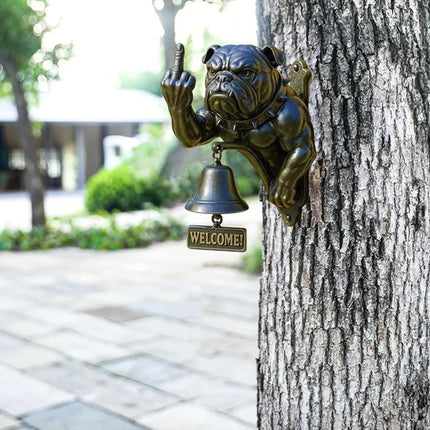 Funny Bulldog Cast Iron Doorbell Rustic Design Door Ring Decor