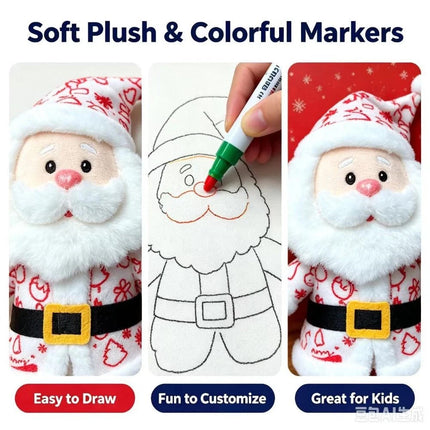DIY Paintable Santa Claus Plush Toy Blank for Christmas Crafts
