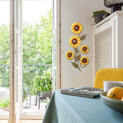 3D Metal Sunflower Wall Art for Garden & Indoor Outdoor Floral Decor