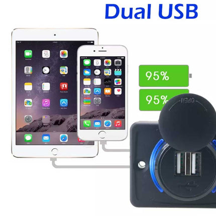 Dual QC3.0 USB Car Fast Charger 3.1A 12/24V Socket Panel for Caravan RV
