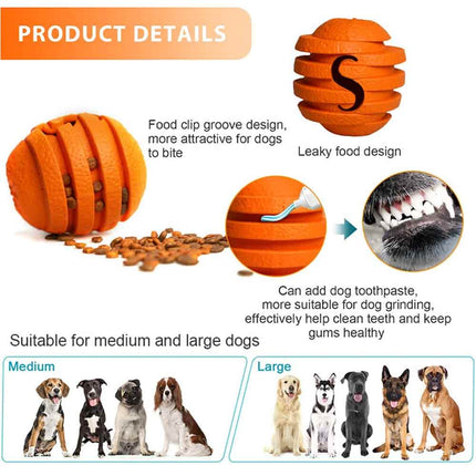 Indestructible Dog Chew Toy, Treat Dispenser & Interactive Pet Toy, Orange 10cm