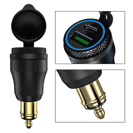 Motorcycle Dual USB Charger Hella DIN Type-C Plug Socket for BMW Ducati