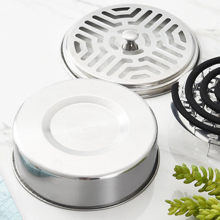 Stainless Steel Mosquito Coil Holder with Lid, Smokeless Repellent for Outdoor Anti Bug Fly