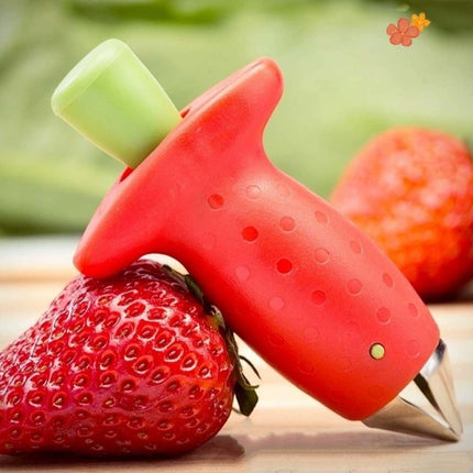 Strawberry Slicer & Corer – Fruit Stem Remover, Leaf Huller Tool